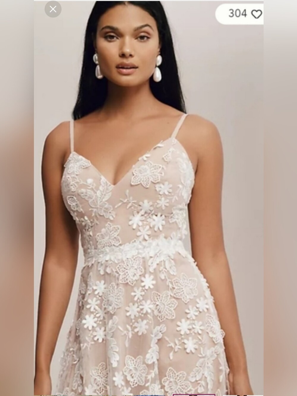 NWT Dress the Population Tahani Fit and Flare Midi Dress In Nude/White